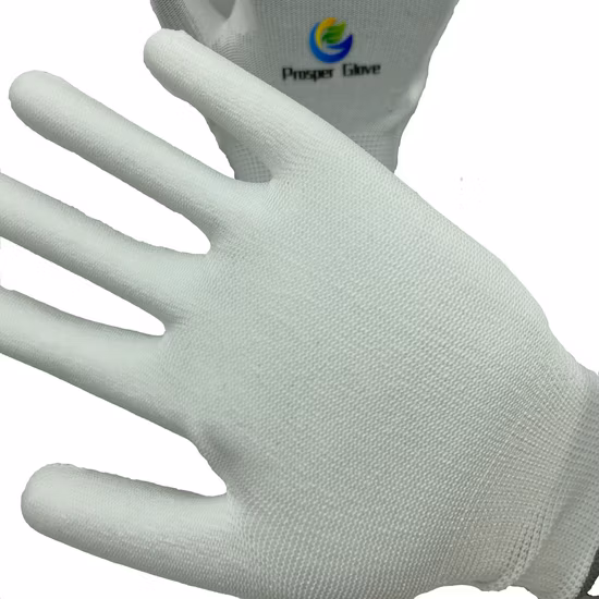 Hppe Industrial Fiber Anti Cut Resistant White Gray PU Coated Wholesale Protective Working Labor Working Safety Work Gloves